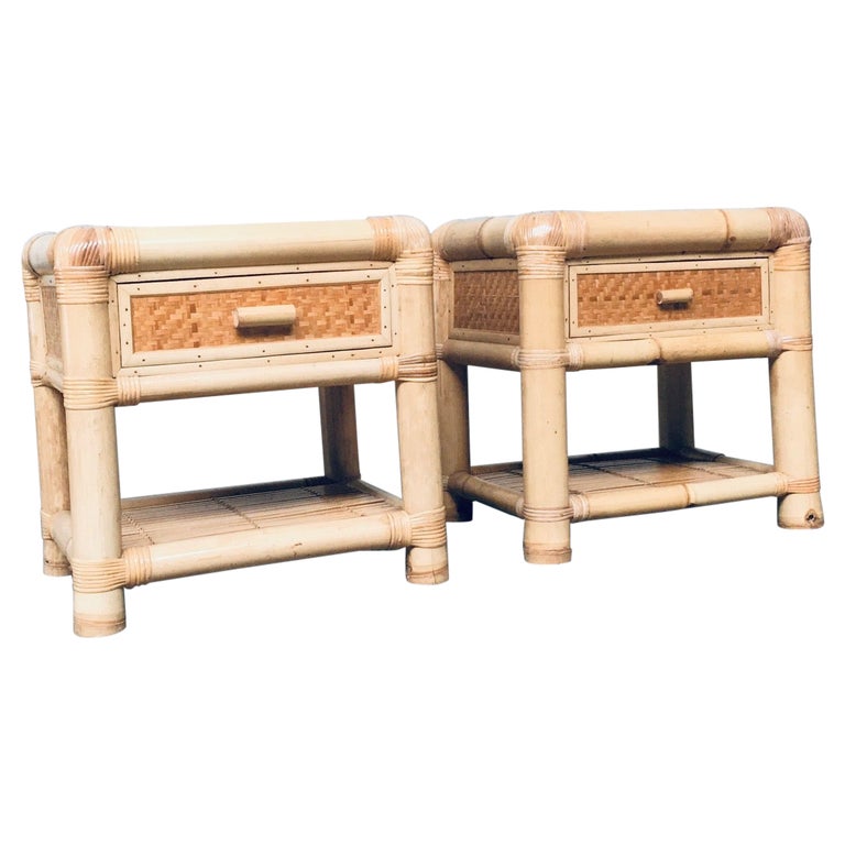 Vintage 1970's Bamboo Night Stand Set For Sale at 1stDibs