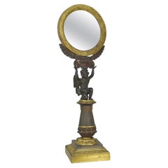 Antique Bronze Table Mirror, Restoration Period, XIXth Century