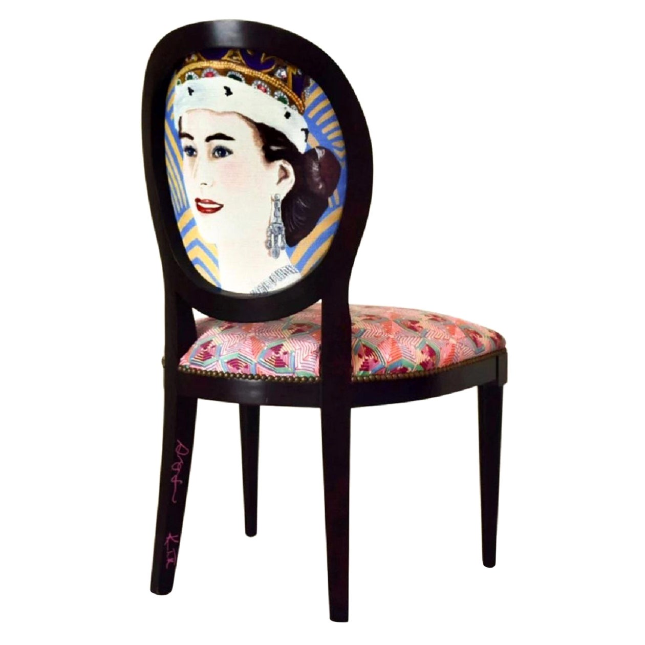 "Queen Elizabeth II" Dining Chair by Ashley Longshore x Ken Fulk, 2021 For Sale