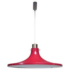 Large Hans-Agne Jakobsson Red Metal and Brass Tulip Pendant