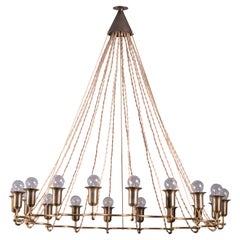 Large Danish brass chandelier with 18 lights
