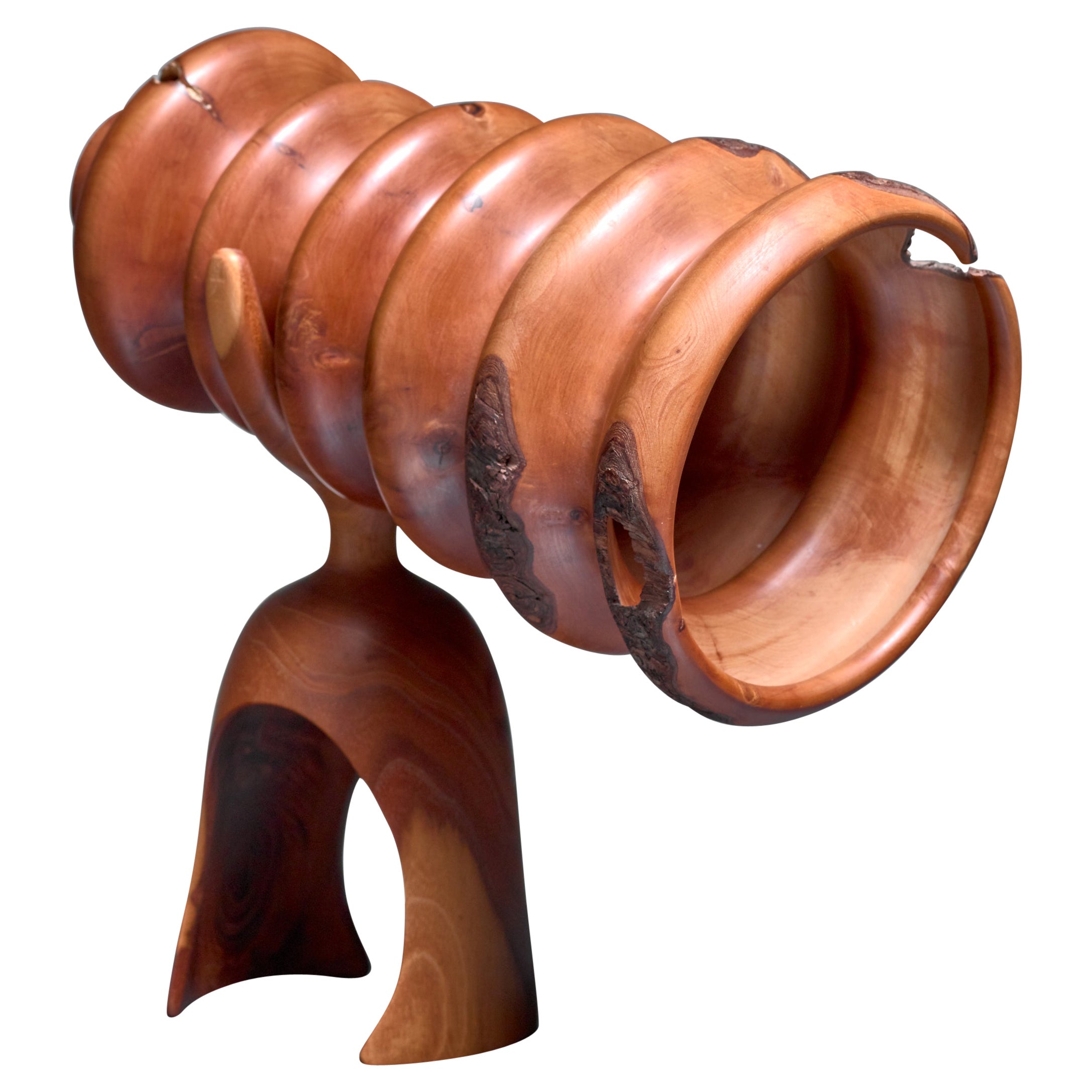 Howard Lewin pear burl wooden telescope sculpture For Sale
