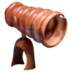 Howard Lewin pear burl wooden telescope sculpture