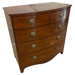 Antique George III Quality Figured Mahogany Bow Front Chest of 5 Drawers