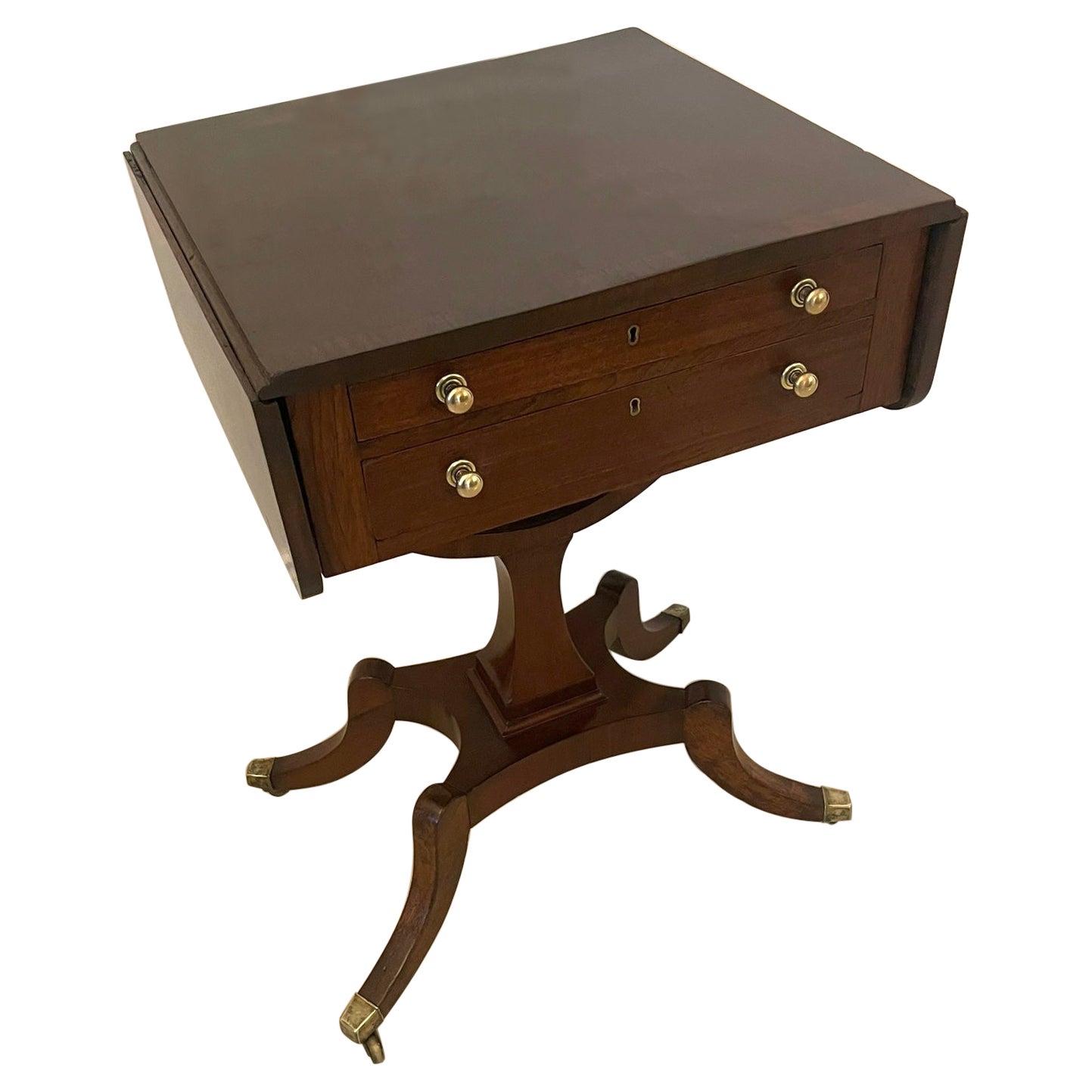 Superb Quality Antique Regency Freestanding Mahogany Sewing/Side Table For Sale