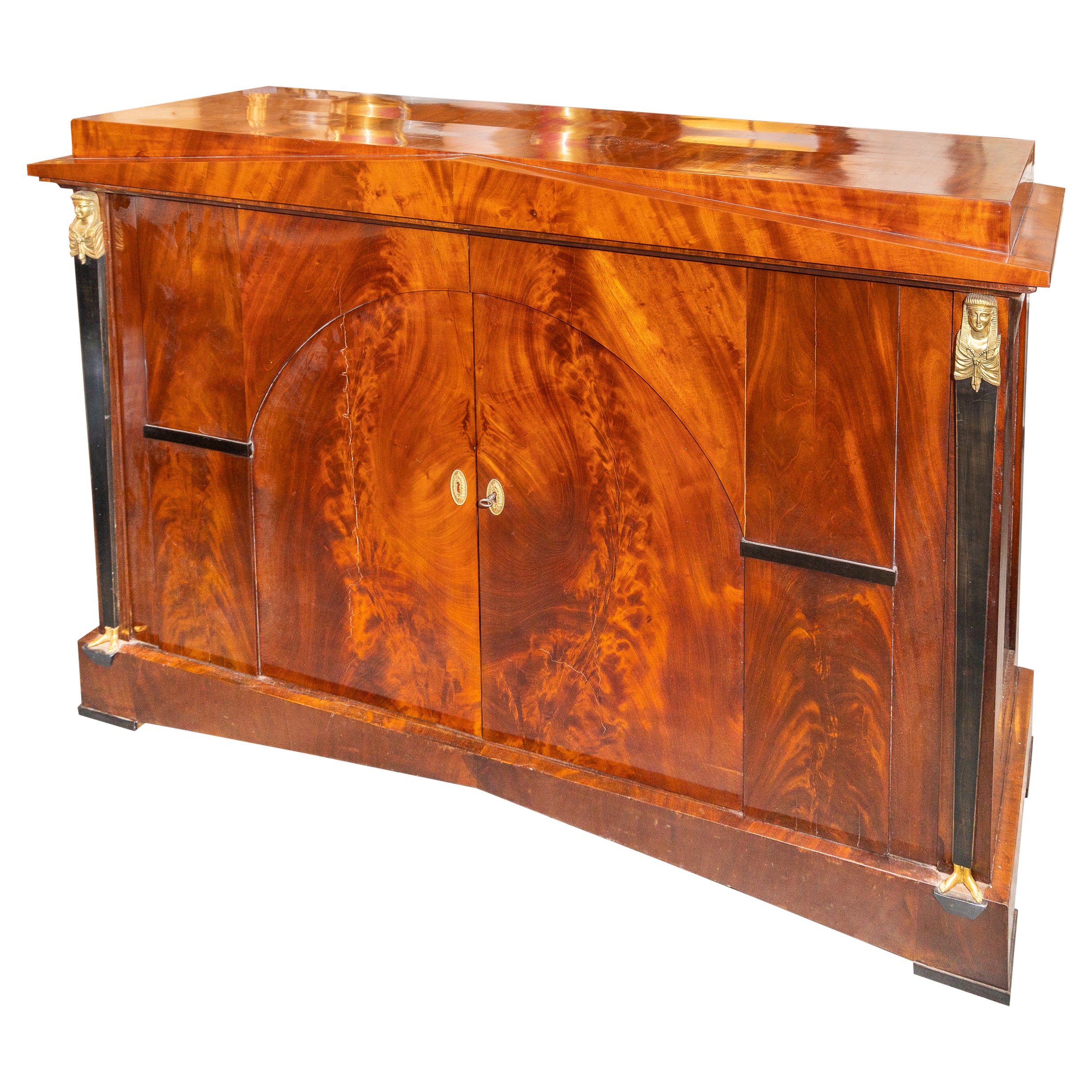 French Empire Flame Mahogany Cabinet For Sale