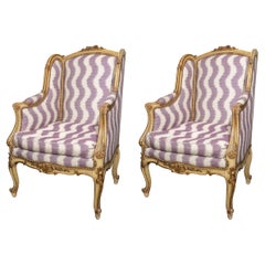 Antique Pair of 19th Century French Bergere Chairs