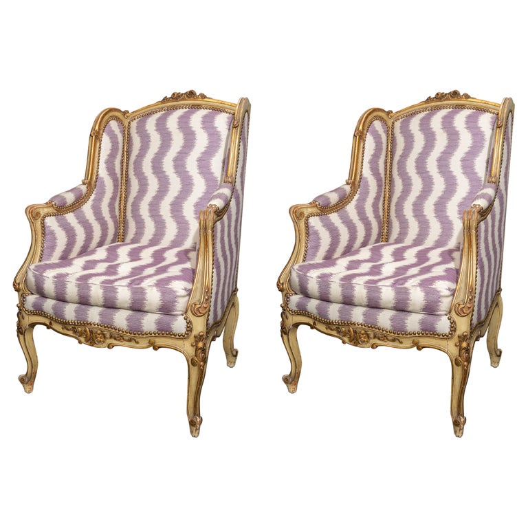 Pair of 19th Century French Bergere Chairs For Sale at 1stDibs