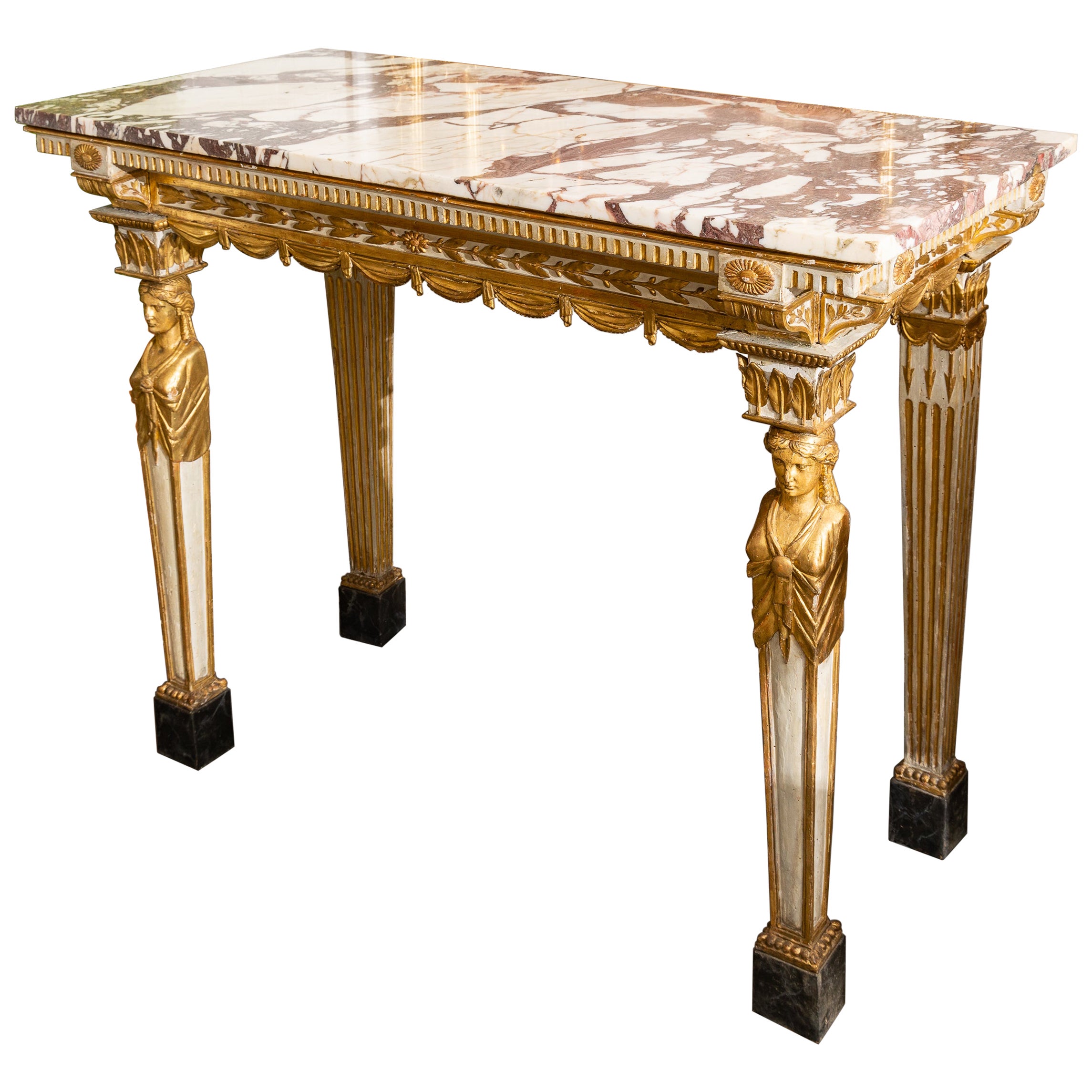 Magnificent Console Table with Marble Top For Sale