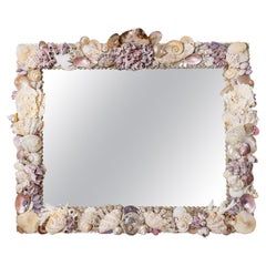 Antique Spectacular Oversized Shell Encrusted Mirror