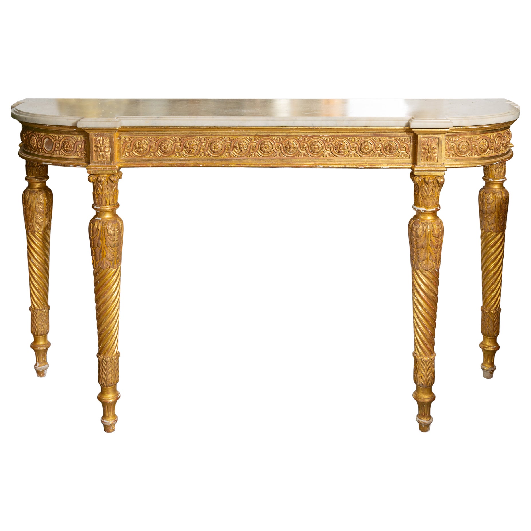 Louis XVI Style Gilt Console with Marble Top