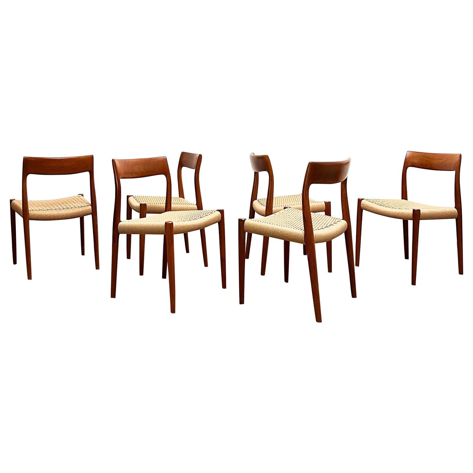 Mid-Century Teak Dining Chairs #77 by Niels O. Møller for J. L. Moller, Set of 6