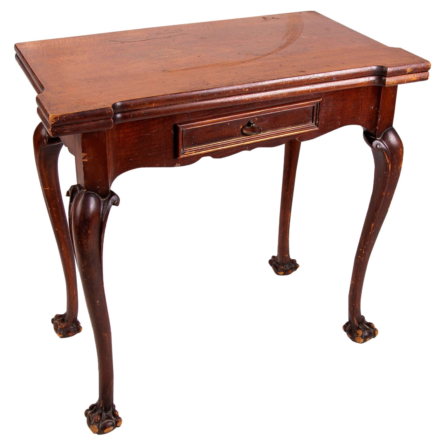 English Mahogany Game Table with Claw-Foot  For Sale