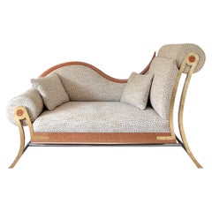 Contemporary Brass and Upholstered Luxury Chaise Lounge