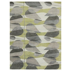 Rug & Kilim's Mid-Century Modern Style Teppich mit grauen und grünen geometrischen Mustern