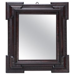 Dutch Blackened and Carved Wood Framed Mirror, 19th Century