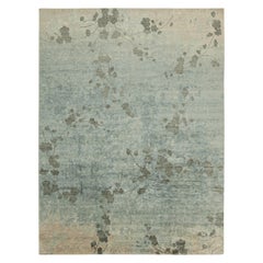 Rug & Kilim’s Abstract Rug in Blue and Gray with Floral Pattern
