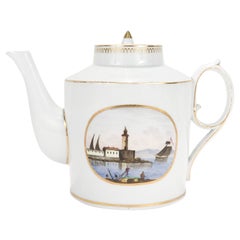 Antique Doccia Porcelain Italian Neoclassical Topographical Teapot