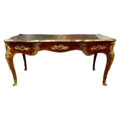French Kingwood Bureau Plat, 19th Century, Regence-Style with Leather Top