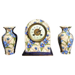 French Decorative Porcelain Clock Garniture