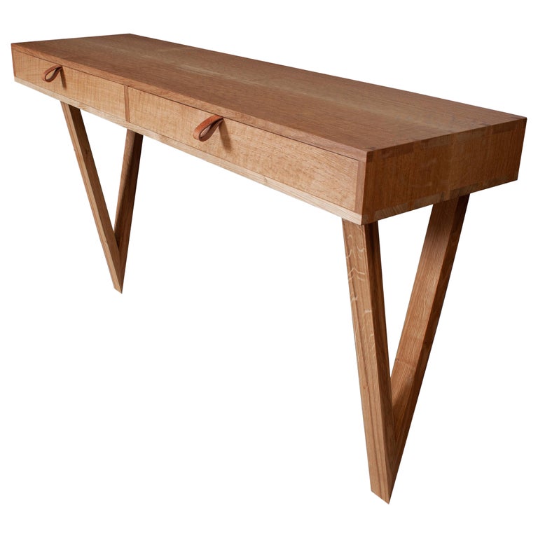 Handcrafted English Oak Vanity Table For Sale at 1stDibs
