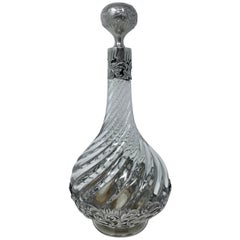 Antike französische Baccarat-Kristall- und Silber-Overlay- Claret-Flaschen, crca 1825-35
