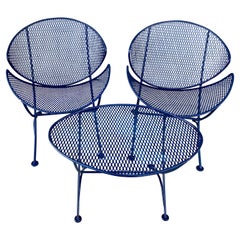Retro 3 Piece Mid-Century Salterini 'Radar' Patio Garden Chairs and Small Table