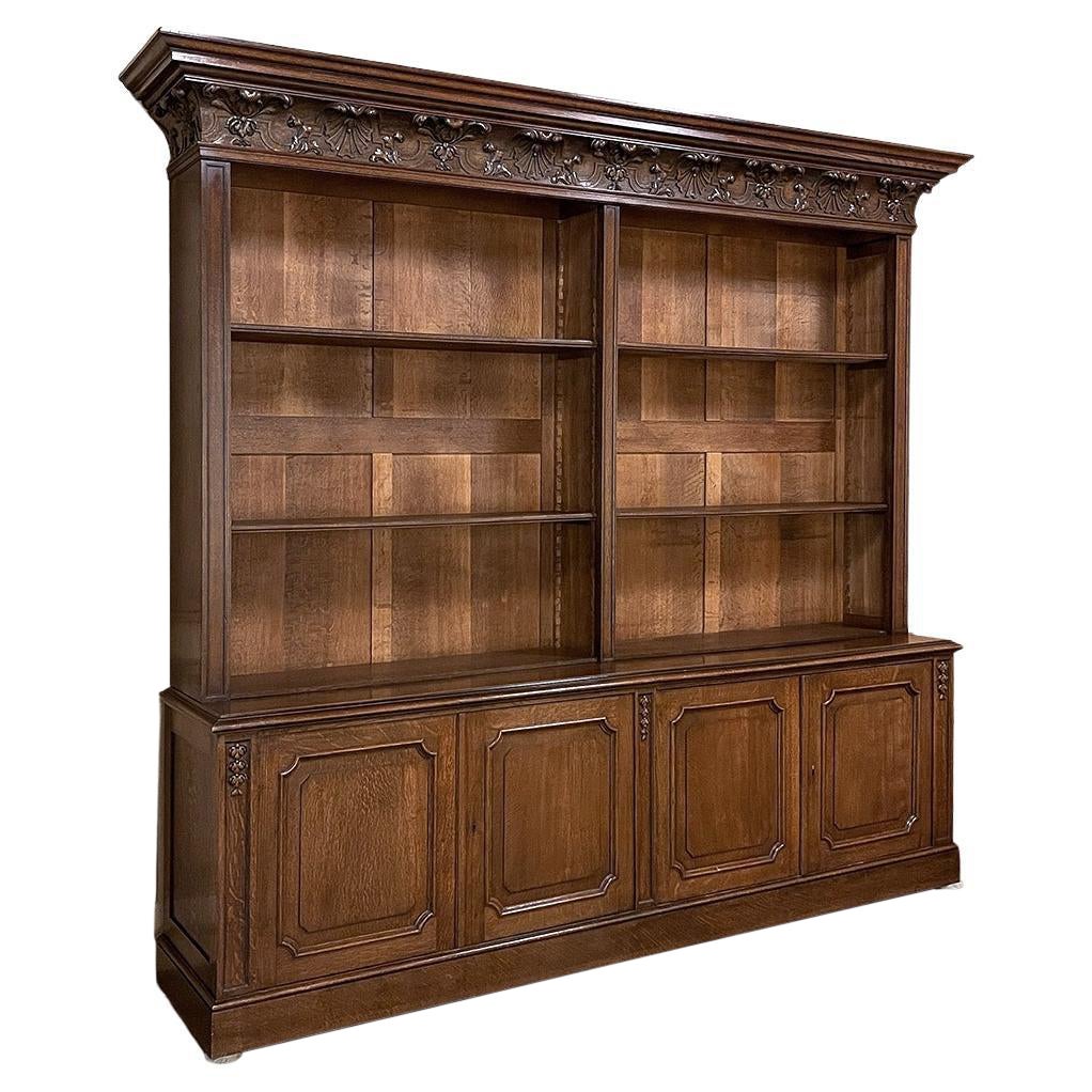 Grand Antique French Neoclassical Open Bookcase For Sale