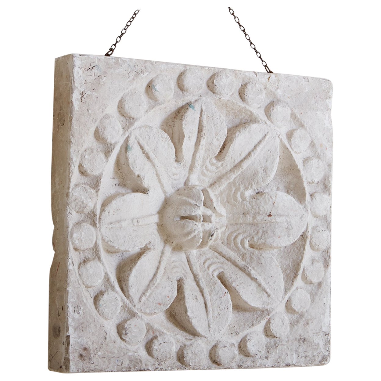 Floral Plaster Wall Relief, France 20th Century