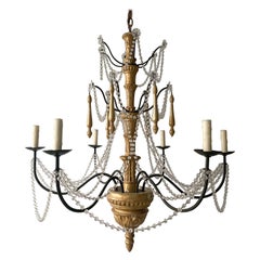 Vintage Italian-Style Giltwood and Crystal Chandelier