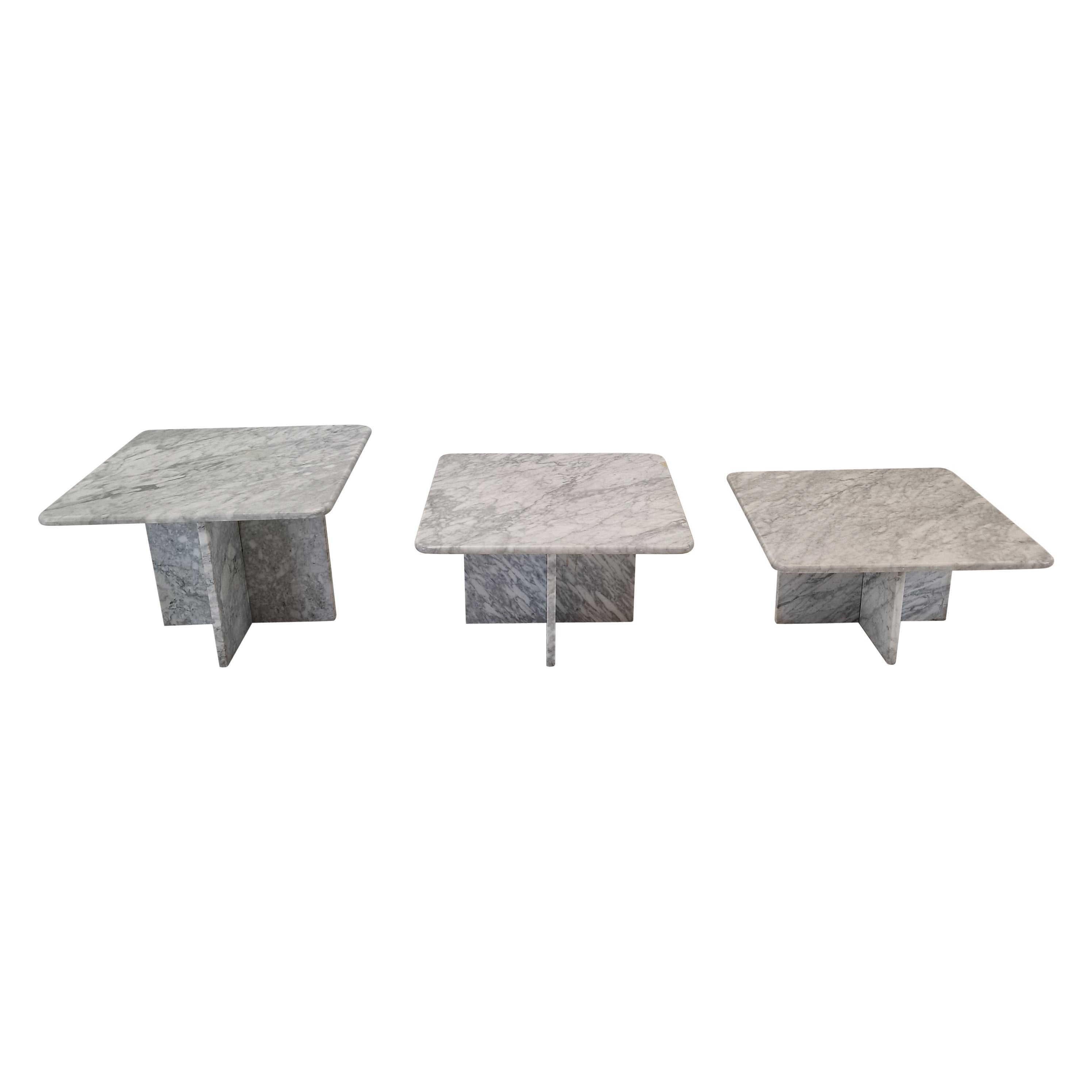 Set of 3 Italian Marble Coffee or Side Tables, 1970s