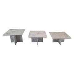 Vintage Set of 3 Italian Marble Coffee or Side Tables, 1970s