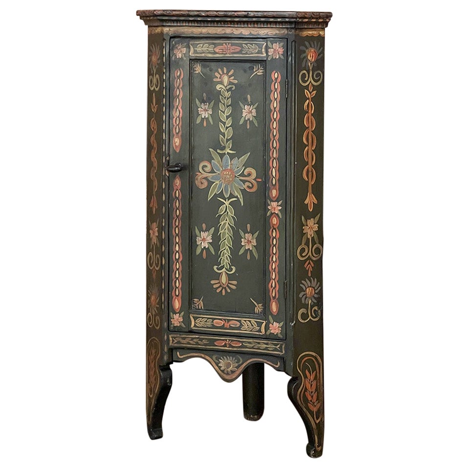 19th Century Swedish Painted Corner Cabinet