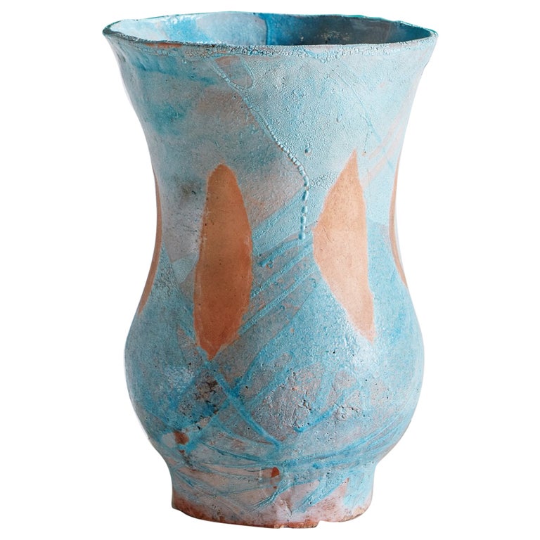 Large Scale Blue Terracotta Vase, France, 1960s  For Sale