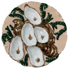 Antique French Haviland Limoges Porcelain Turkey Pattern Oyster Plate Circa 1880