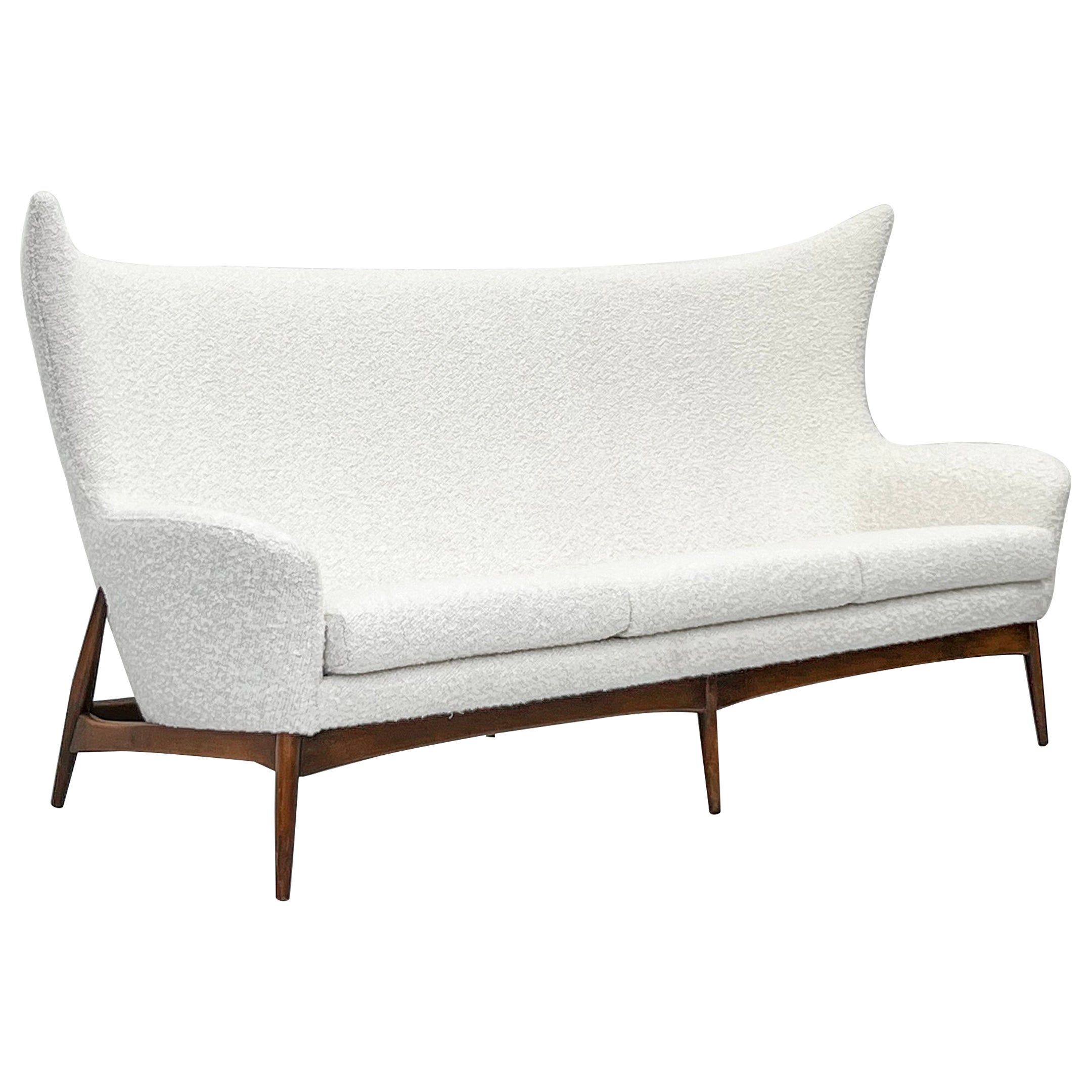 Sculptural Wingback Sofa by H.W. Klein for Bramin Mobler of Denmark, 1950's For Sale
