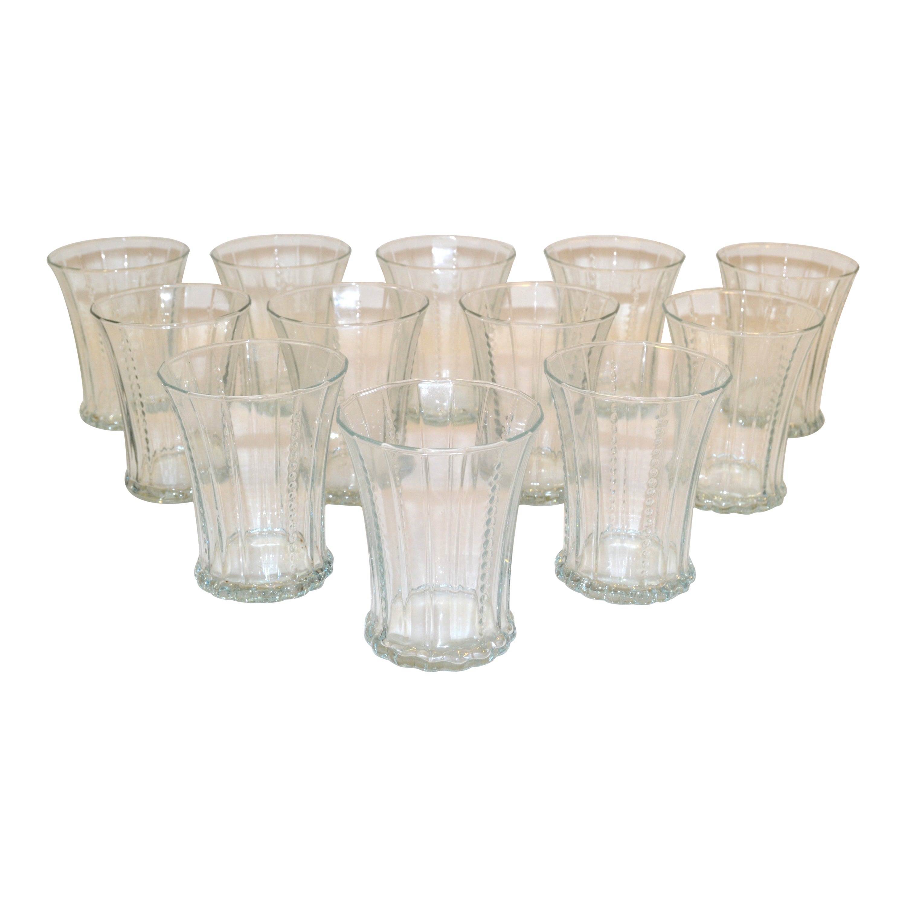 Set 12 Blown Bubble Glass Mid-Century Modern Drinking Glasses Glassware, Italy