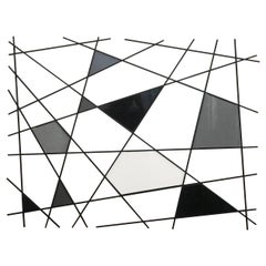 "Triangulation B/W" Original Glass and Metal Wall Sculpture