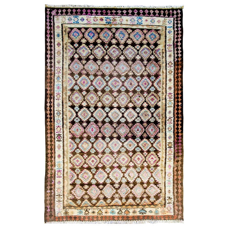 Early 20th Century Persian Qazvin Kilim For Sale at 1stDibs