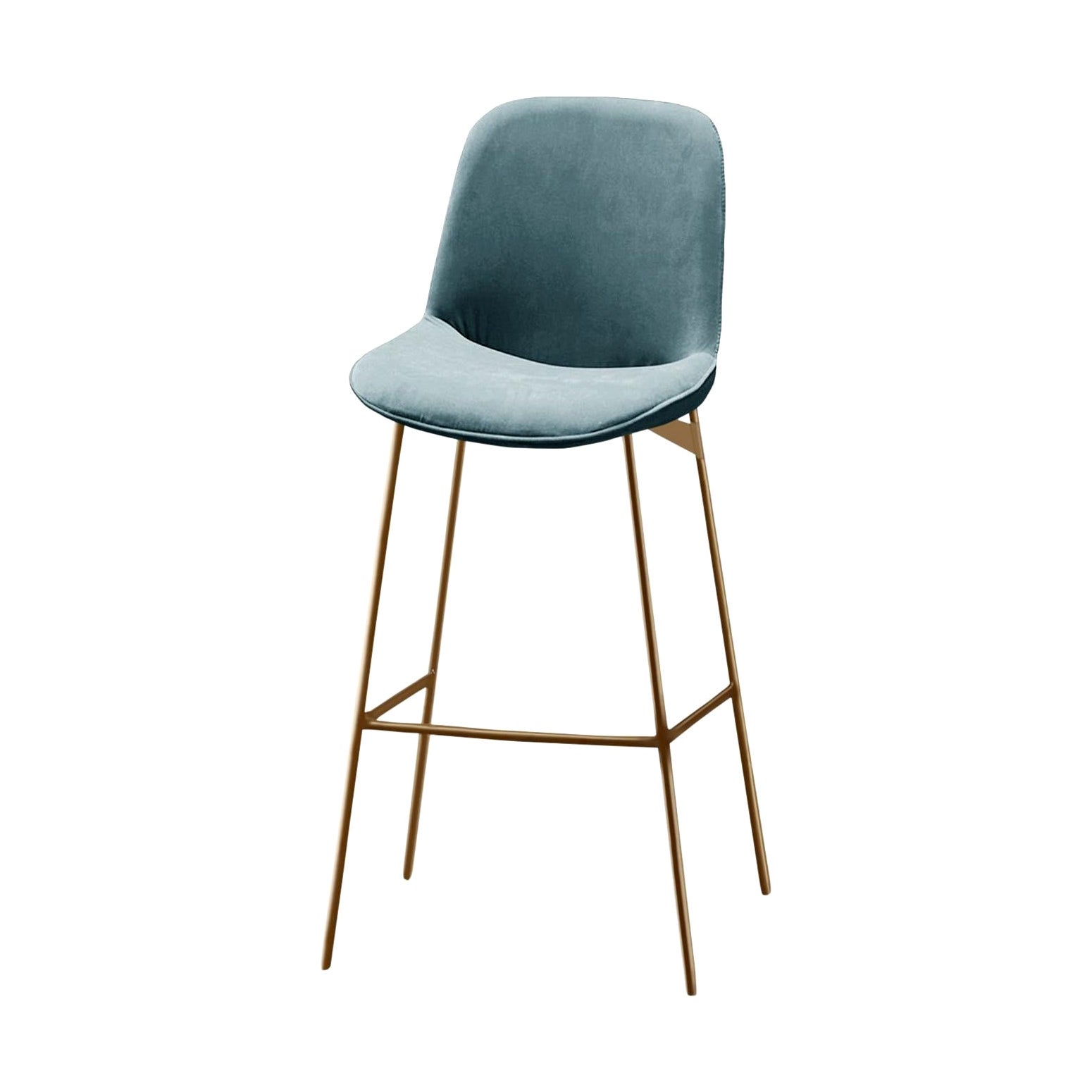 Chiado Bar Stool with Teal and Gold For Sale