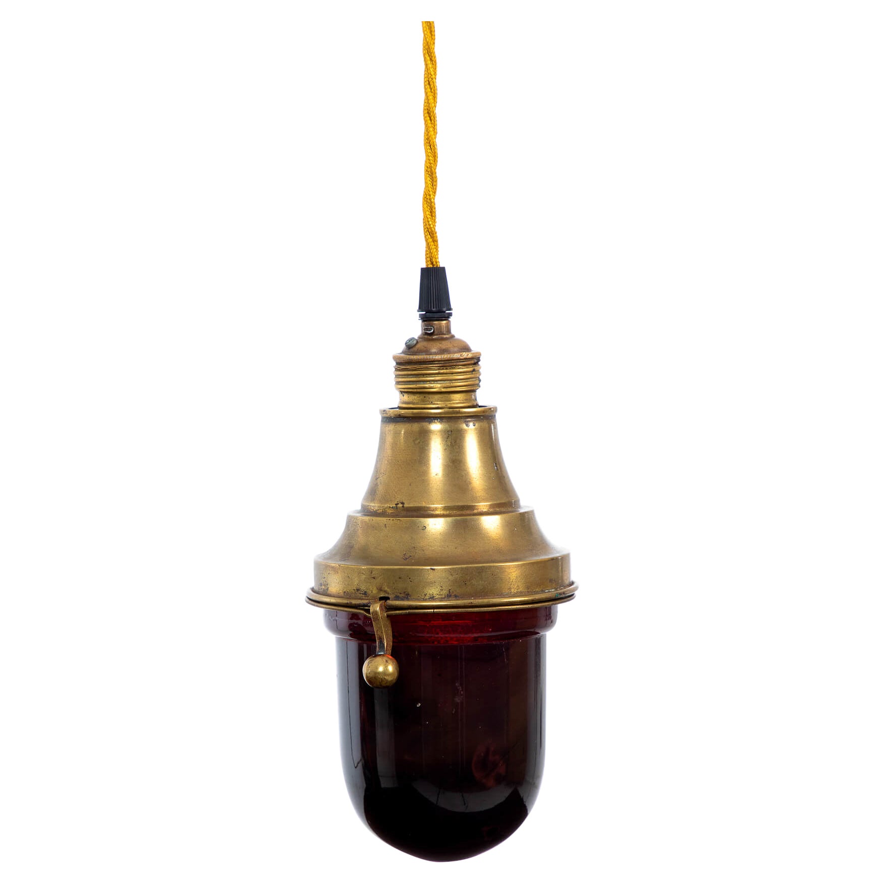 Early Darkroom Lamp with Brass Coloured Aluminum Holder, circa 1930 For Sale
