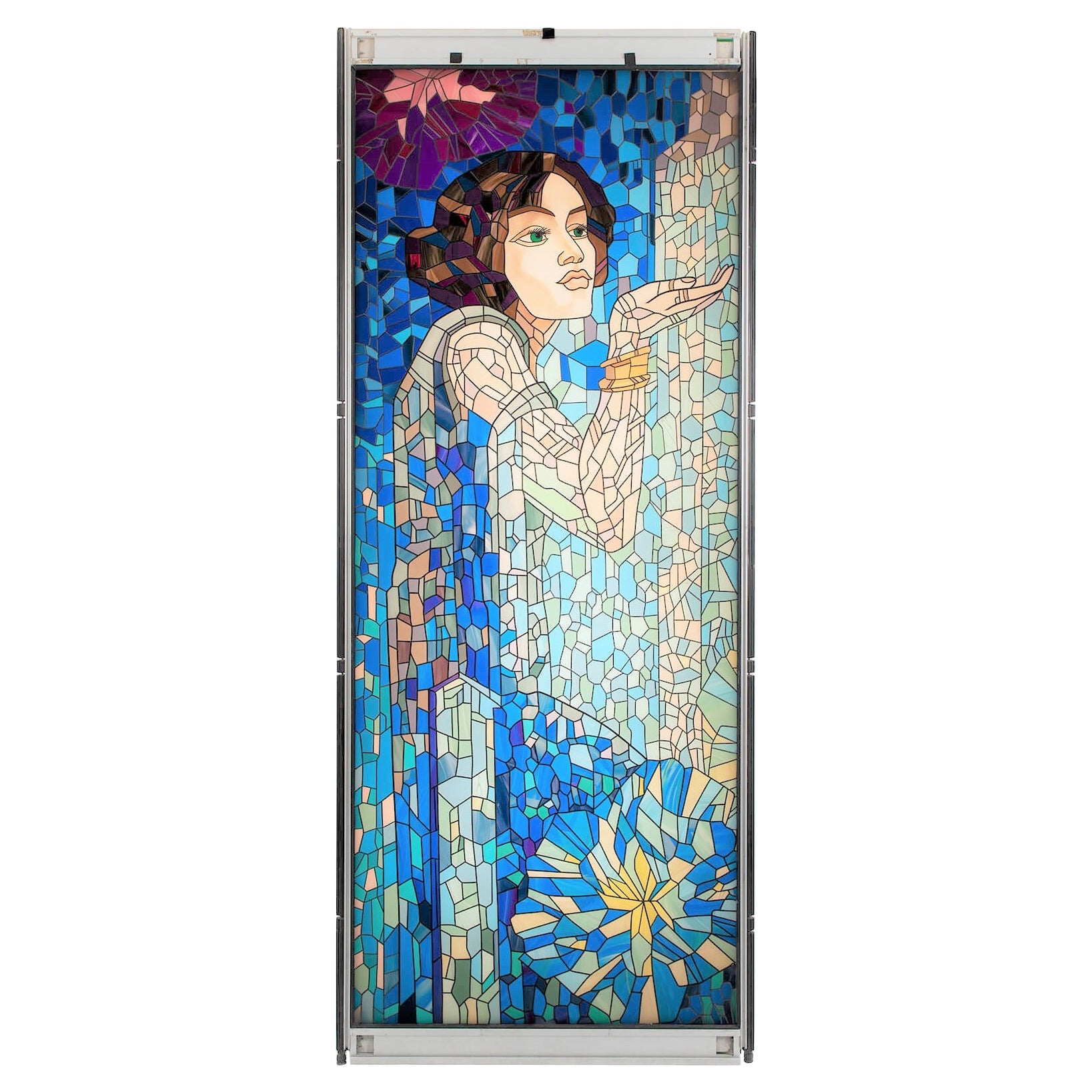 Stained Glass Lightbox, 20th Century For Sale