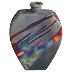 Nozomu Raku Pottery Vase - Carbon H.C Matte - Handmade Ceramic Home Decor Gift