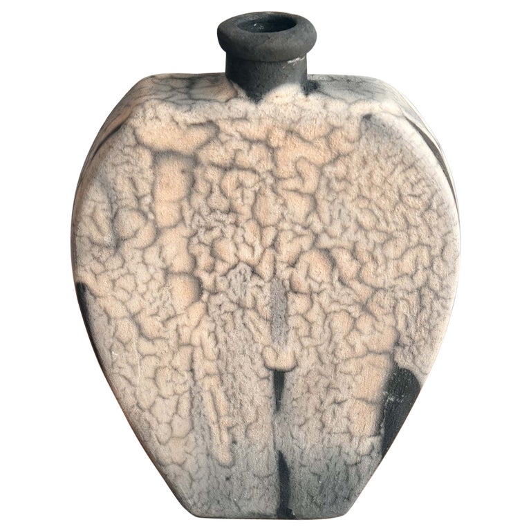 Ume Raku Nozomu Raku Pottery Vase, Smoked Raku, Handmade Ceramic Home Decor Gift ...
