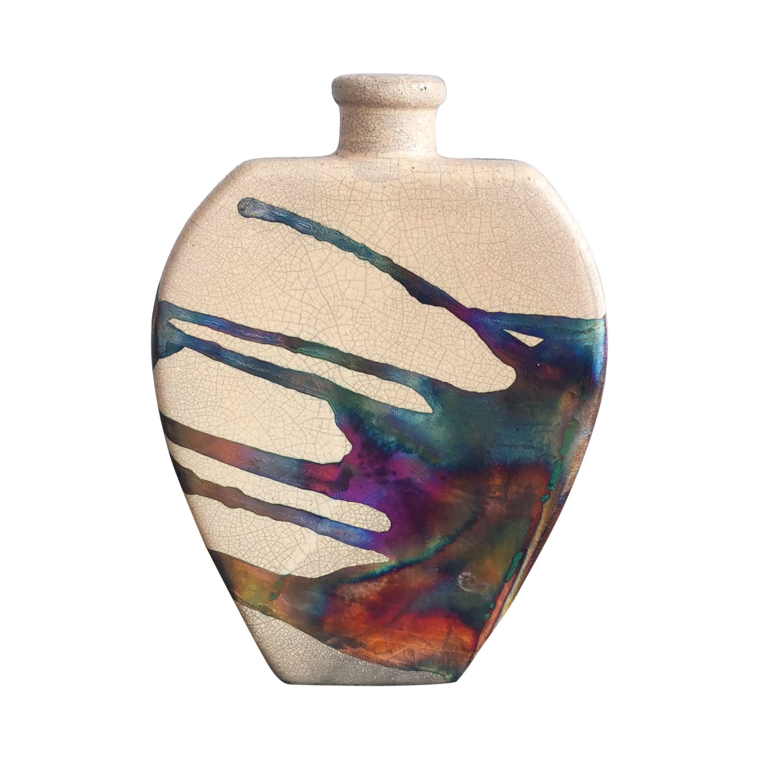 Nozomu Raku Pottery Vase, Half Copper Matte, Handmade Ceramic Home Decor Gift For Sale