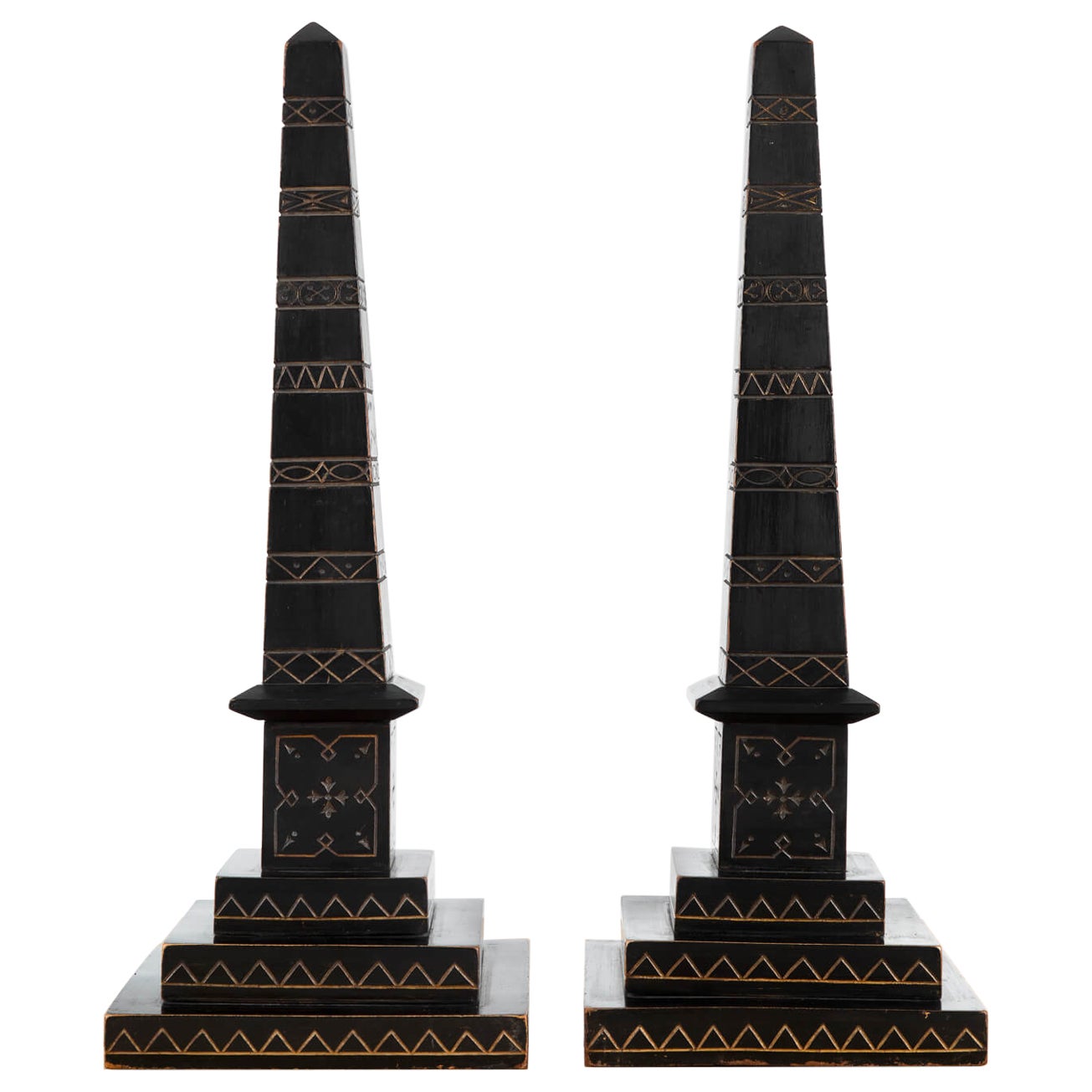 Pair of Ebonised Library Obelisks, circa 1865
