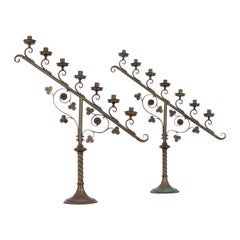 Pair of Ecclesiastical Brass Candelabra, Early 20th Century