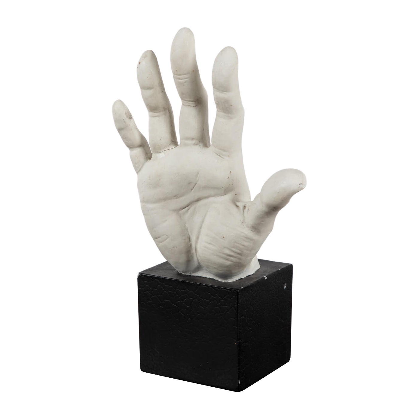 Hand Study in Plaster on Oak Plinth Base, Early 20th Century For Sale