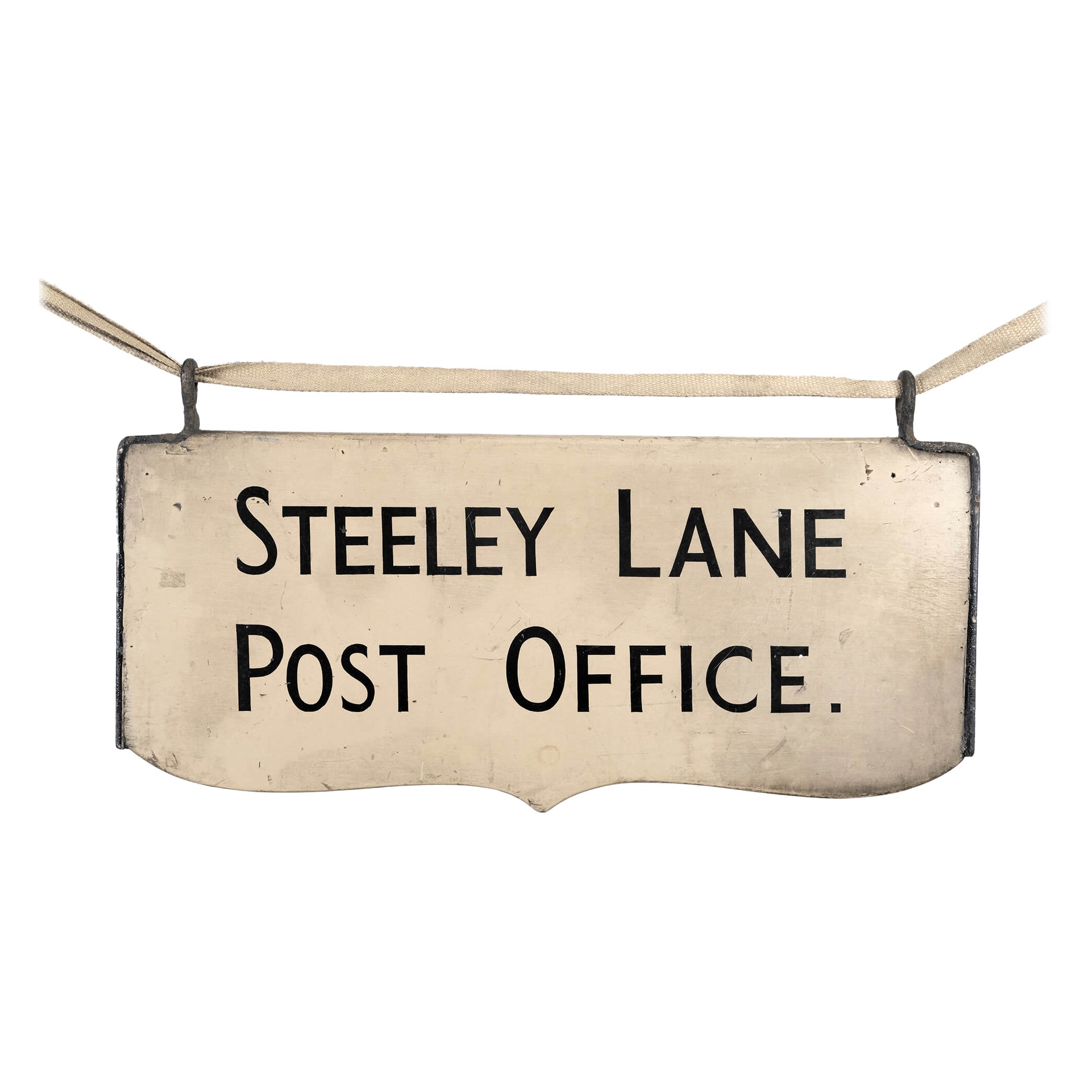 Double-Sided Steeley Lane Post Office Sign, circa 1920s For Sale
