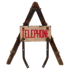 Vintage Industrial Enamel Telephone Sign, circa 1950s